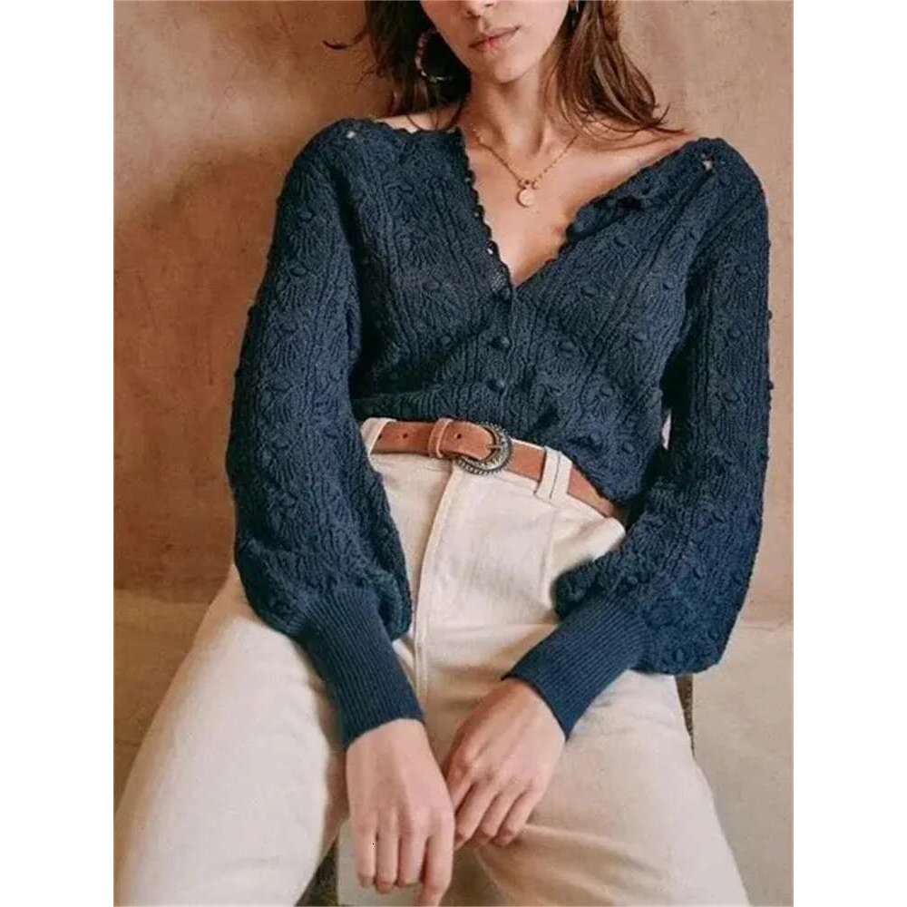 2025 Spring Women's Crocheted Knit Sweater Lady Long Sleeve Hollow Out Cardigan Knitwear Outwear Double Wear Tops For Holiday