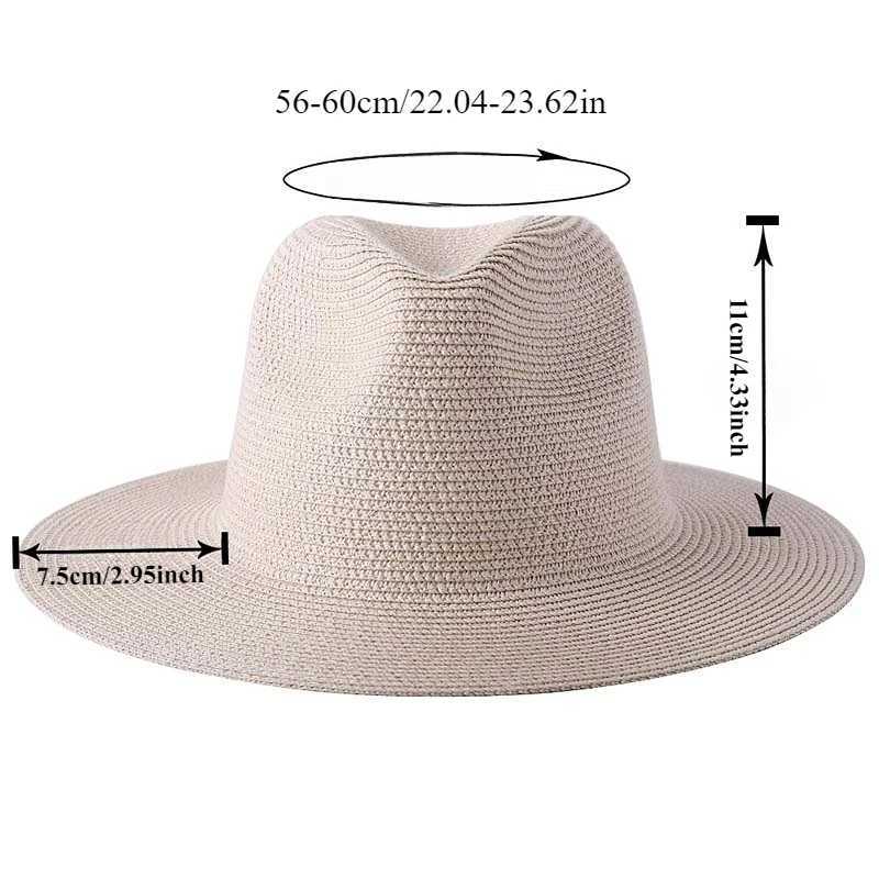 Large size 56-60cm new natural Panama Str hat mens wide brown beach UV protection Fedora sun hat wholesaleXJ250304