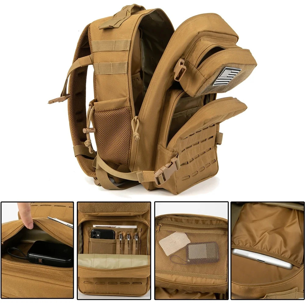 Ship from US 25L tactical backpack suitable for mens and womens hiking backpacks with bottle rack gym camping equipment 250304FBB