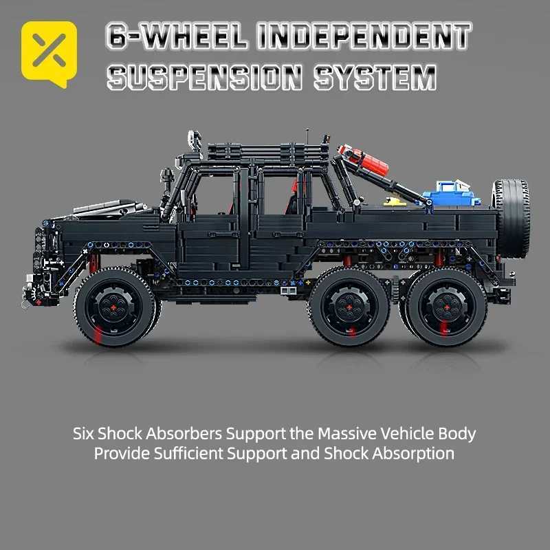 ToylinX Off-Road SUV Black Kits 1/8 Scale Pickup Truck Car Challenge Building Blocks Gift for Technical Enthusiasts AdultsT250304