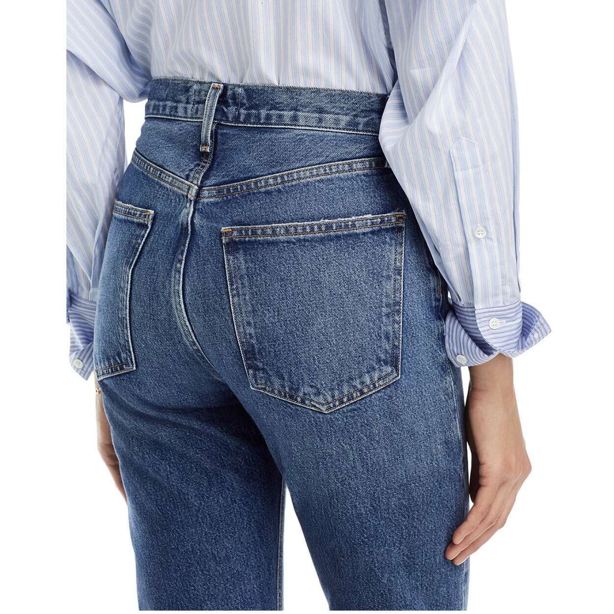 2023 New Women High Waisted Denim Pants Fashion Casual Straight Light Blue Jeans Streetwear