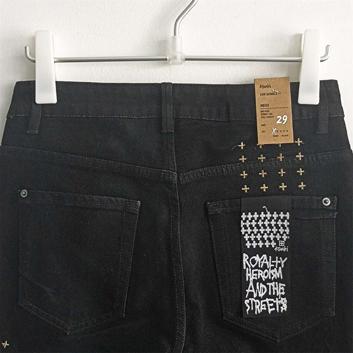 KSUBI Cross Brand Men Fashion High Street Black Letter Embroidery Stretch Skinny Jeans Daily Casual Hip Hop Pencil Pants