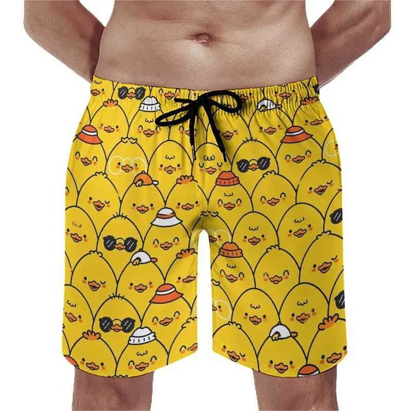 Summer New 3D Cute Animal Yellow Duck Printed Beach Shorts For Men Kid Funny Streetwear Swimming Trunks Fashion Cool Short PantsT250304