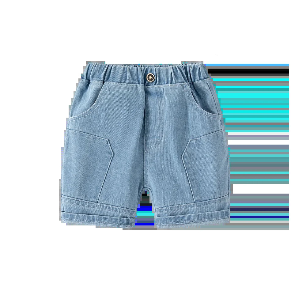 Boys Summer Jean Shorts Solid Color Fashion Trendy Cropped Pants Kids Denim Elastic Waist Casual childrens Short 250303