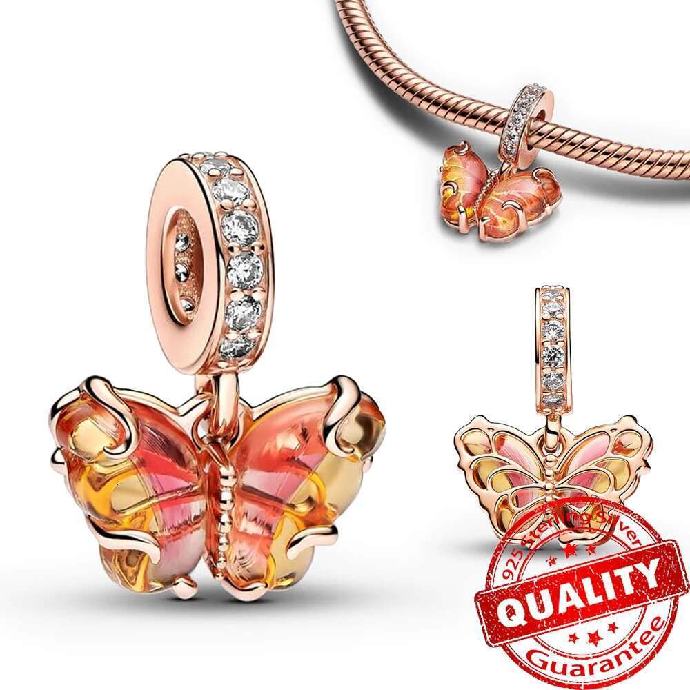 925 Sparking Rose Gold Pave Triple-row Beads Pink Gem Entwined Hearts Charm Fits sterling silver Bracelet For 925 Sterling Silver Necklace DIY For Wom