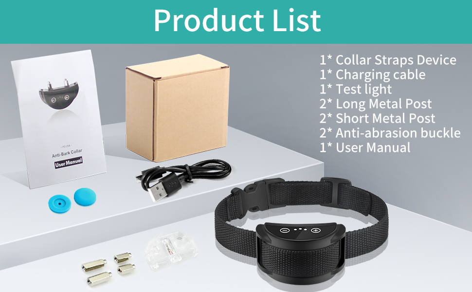 Dog Bark Collar, Waterproof Automatic Barking Collars, Anti Bark Shock Collar, Barking Training Collar with Beep and Shock, Long Term Use, Long Standb