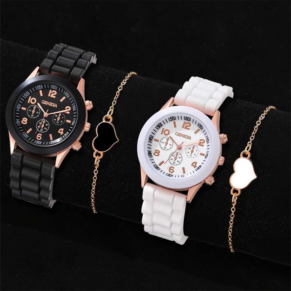 2PCS Set Couple Fashion Casual Leather es Ladies Simple Dial Quartz Wristlets Dr Clock Womens WatchXJ250304