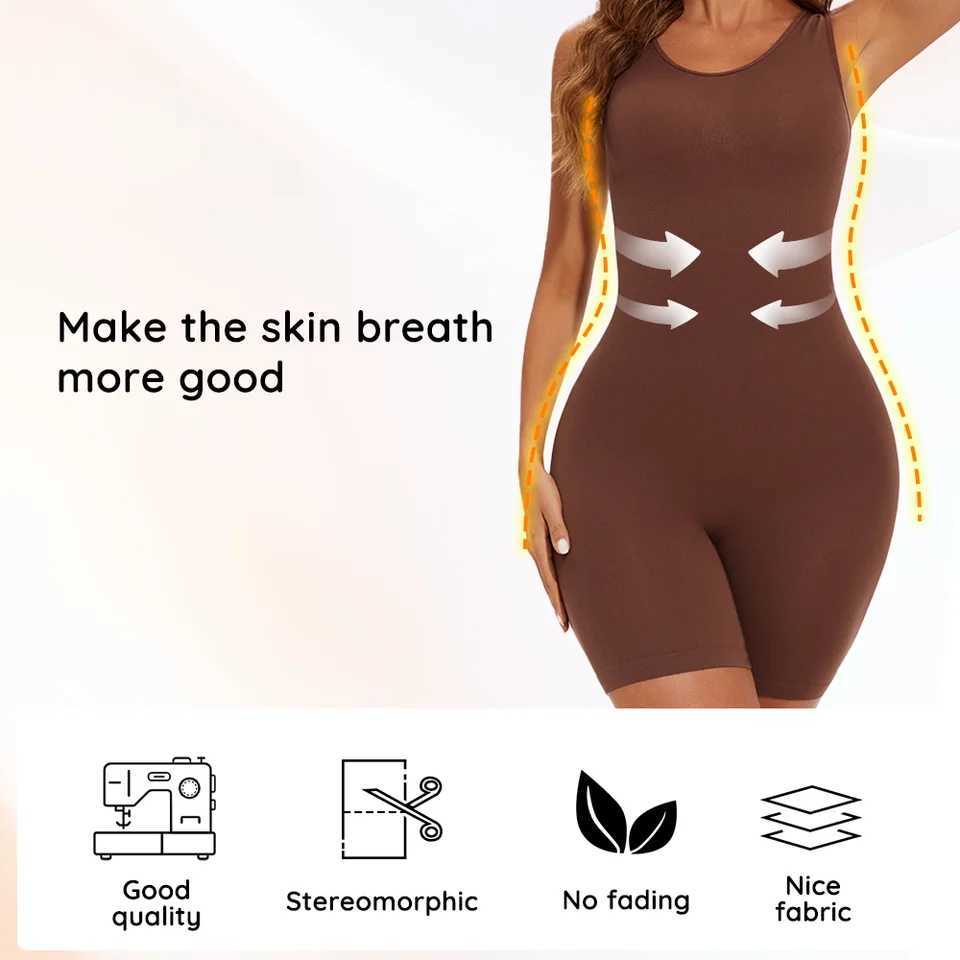 ALLBASE Seamless Bodysuit Butt Lifter Shapewear Waist Trainer Body Shaper Snactch Waist Shapewear Wide Shoulder BlackXJ250304