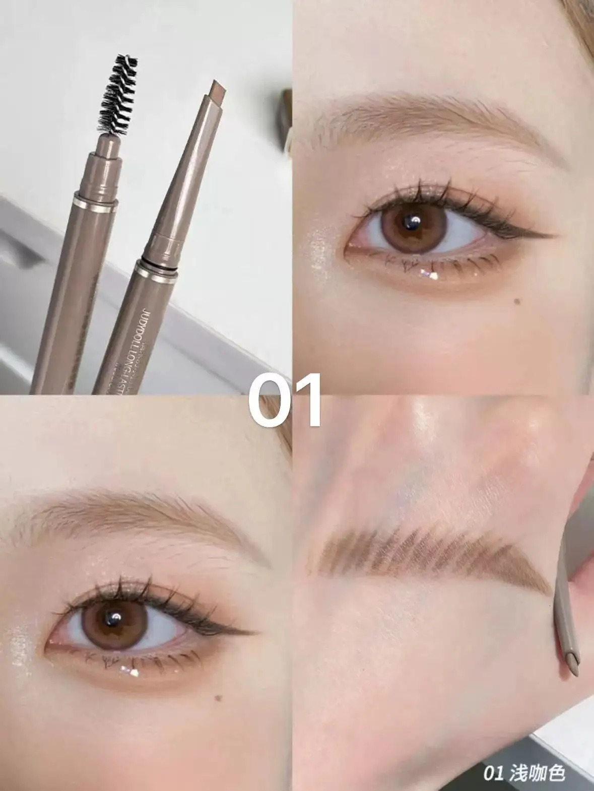 Judydoll Double Head Machete Eyebrow Pen Waterproof Long-lasting With Brush Condensed Non- Triangular Eye Brow Pencil 250222