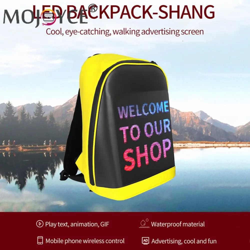 Ship from US Outdoor Walking Billboard Wifi Bags LED Display Screen Backpack Business Travel Laptop Bag Multifunction School 250304FBB