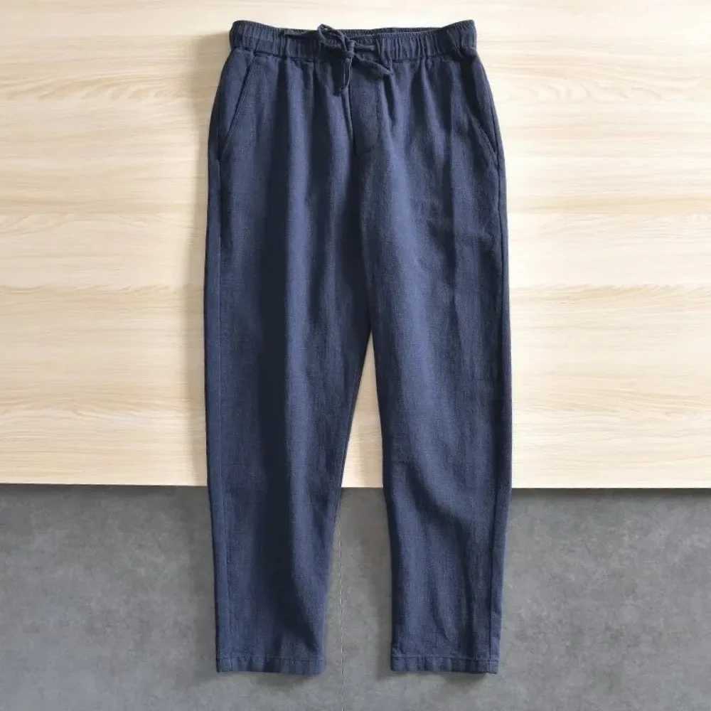 Mens Cotton Linen Casual Pants Baggy Streetwear Men Joggers Sports Trousers Solid Color Long Straight Trendy Pants for MenXJ250303