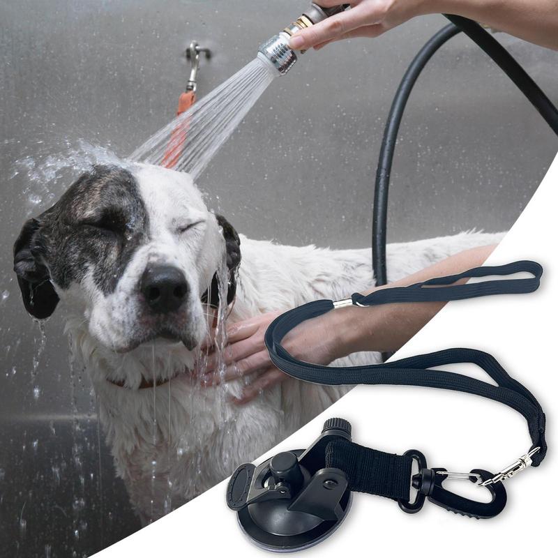 Pet Dog Cleaning Strap With Suction Cup Soft Nylon Dog Shower & Bath Accessory Secure Restraint Tether With Strong Suction Power