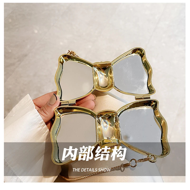 Mini Evening Bag Metal Purse Crossbody Handbag for Girls Kid Women Bowknot Chain Shoulder Party Wedding 250303