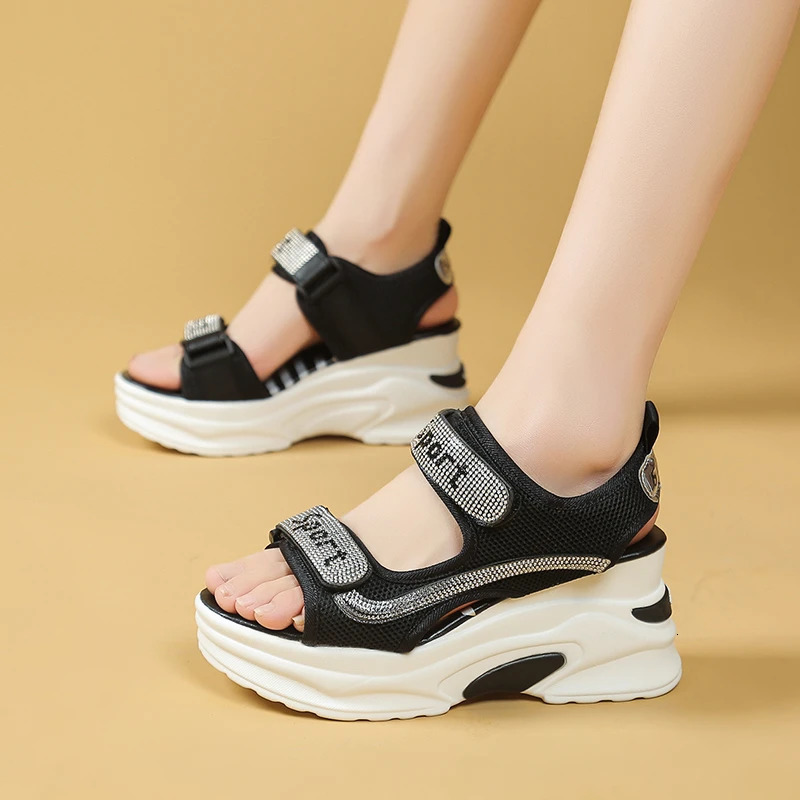 Sports Sandals for Women Summer Fish Mouth Wedge Muffin Platform Daddy High Heels To Increase Womens Shoes 250303