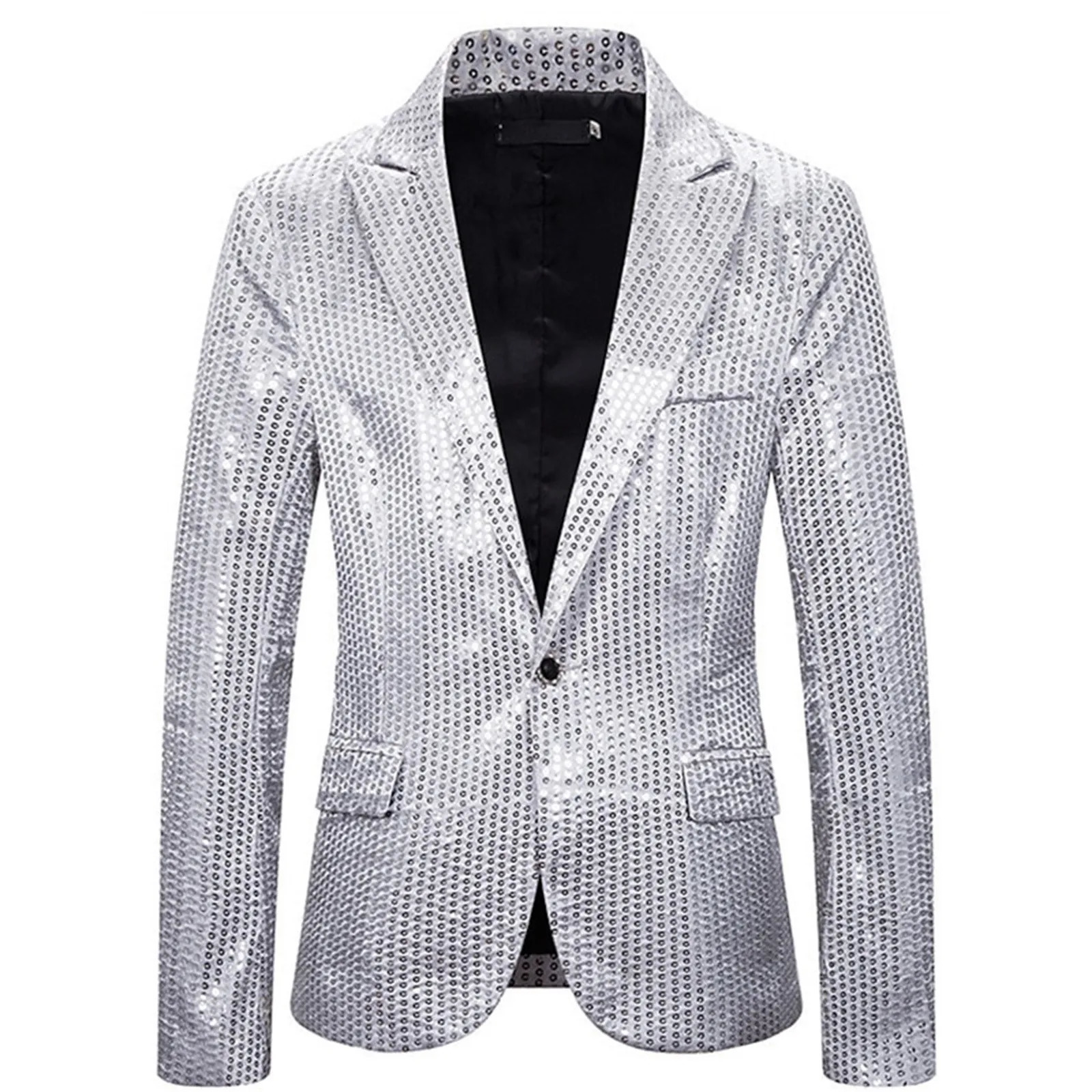 Mens set sequin jacket party stage costume shiny cool nightclub show fashionable Ropa Hombre 250304