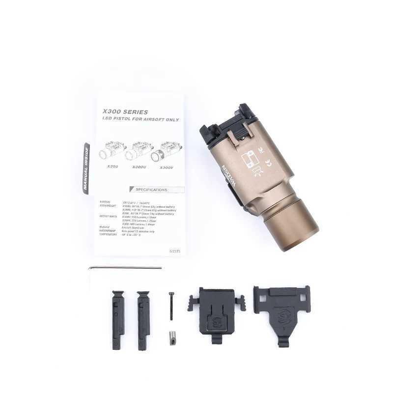 Tactical air gun Surir X300 metal pistol light suitable for 20mm Picatinny track weapon hunting reconnaissance light flashlight D flashlightXJ250303