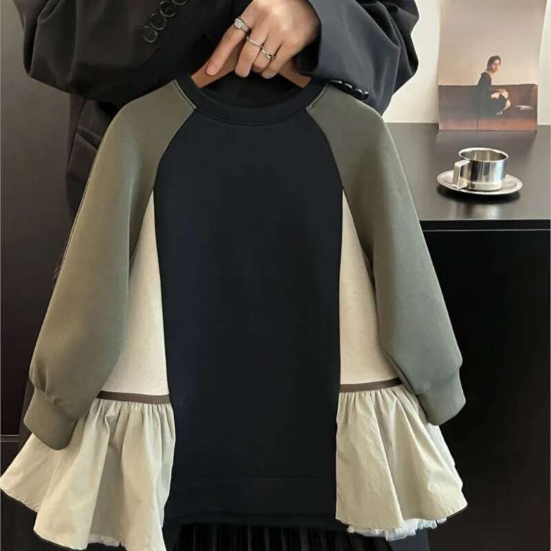 Fashion Girl Boy Cotton Hoodie Dress Infant Toddler Teens Child Patchwork Sweatshirt Long Sleeve Outfit Baby Clothes 1-12Y