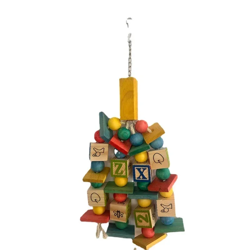 Bird Toy Parrot Bite Toy Colored Wooden Medium Large Number Letter Puzzle Parrot Toys Bird Accessories
