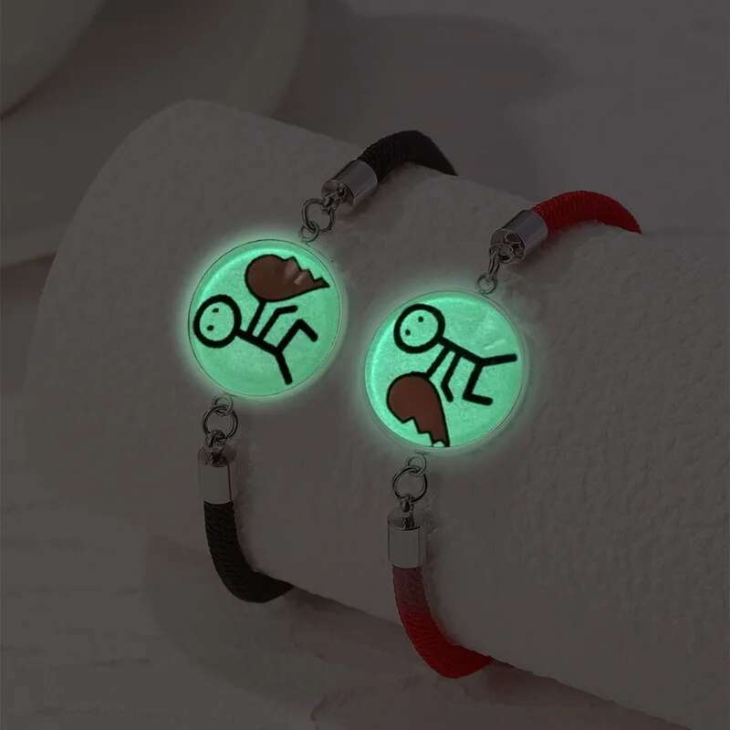 2 PCS/Set Stainless Steel Couples Bracelet For Women Lover Luminous Sun Moon Rope Charm Friendship Girlfriend Party Jewelry Gift
