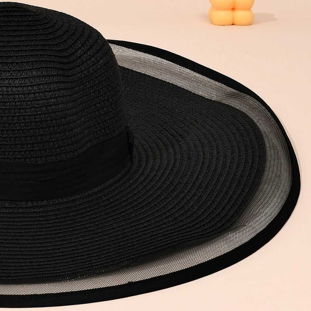 Summer Large Brimmed Face Covering Hat Hepburn Style Fashionable Temperament Mesh Lace Edge Womens Sunshade Str HatXJ250304