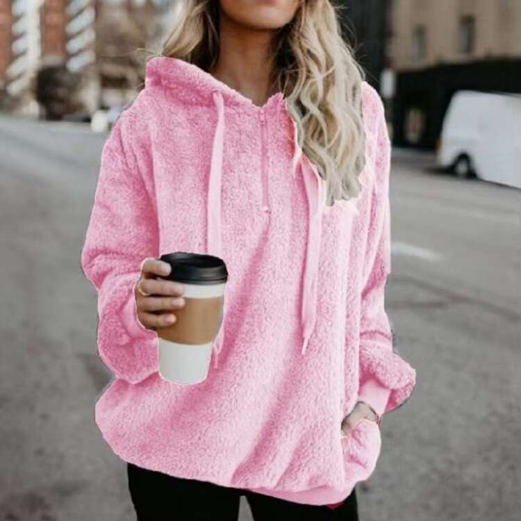 Wholesale Fall Fashion Plain Loose Custom Full Length Fur Pullover Hoodies For Women Hoody Sweatshirts With Pocket 2023