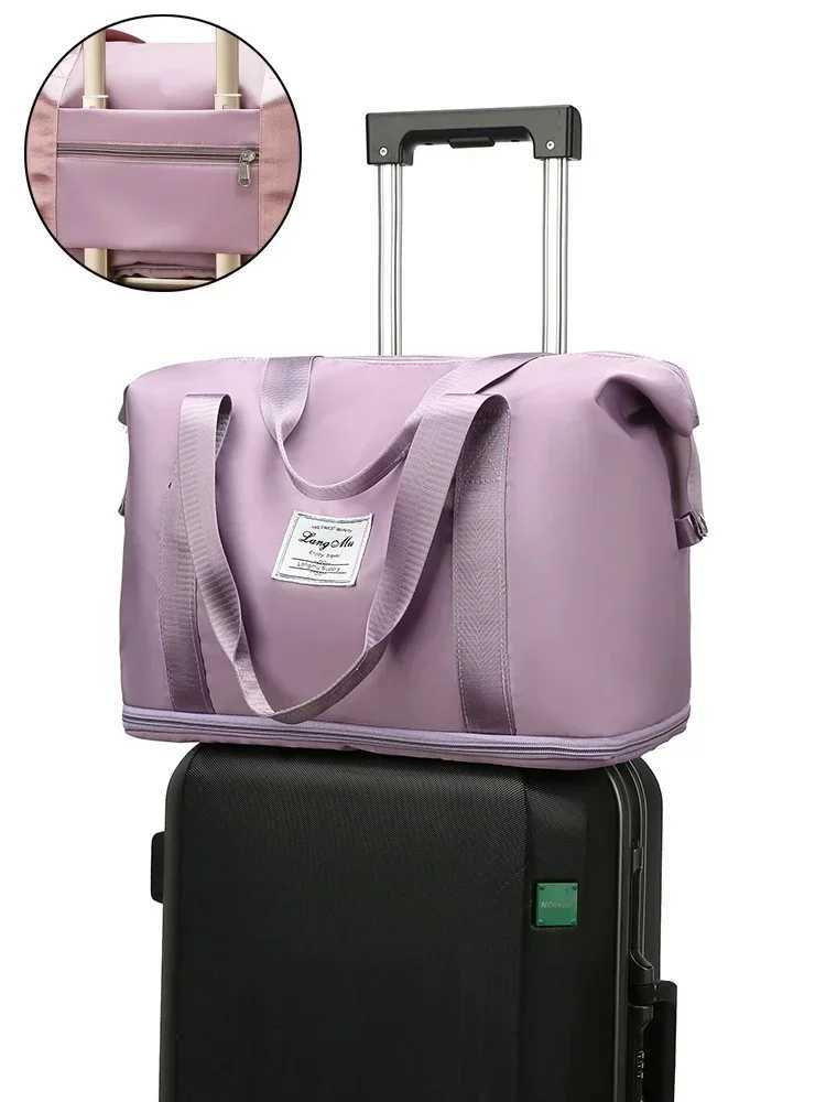 Carry on travel luggage bag gym nylon waterproof sports womens large capacity luggage storage handbag Y250304
