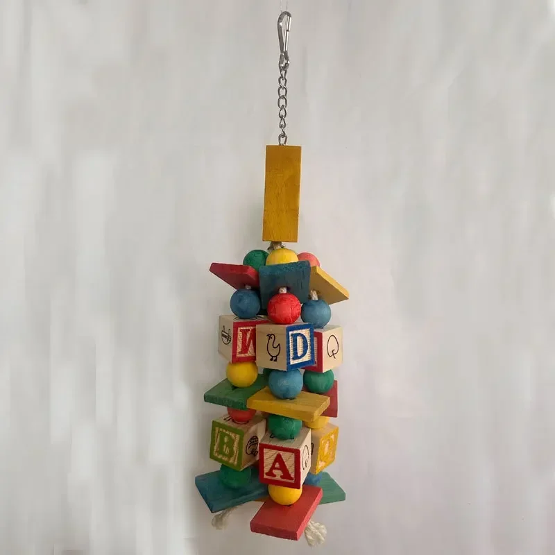 Bird Toy Parrot Bite Toy Colored Wooden Medium Large Number Letter Puzzle Parrot Toys Bird Accessories