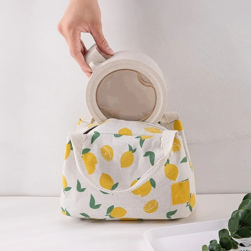 Lunch Carry Bag Insulated Thermal Portable Picnic Bags for Women School Travel Food Handbags Bento Bag Camping Supplies 250228