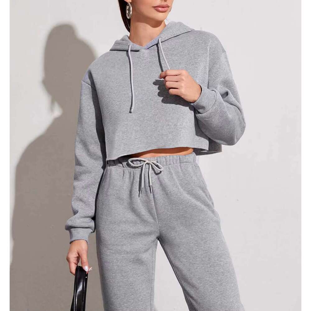 Custom Blank Pullover Polyester Short Sweatshirts Women Fleece Crop Top Hoodie