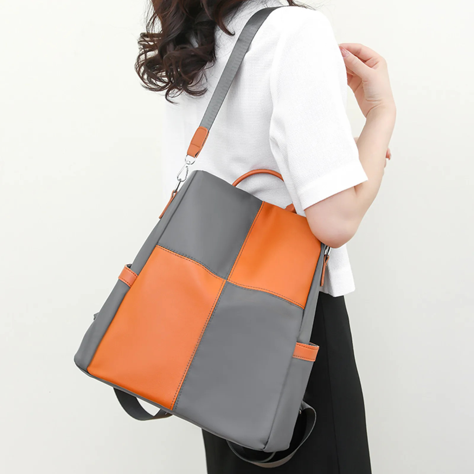 Ship from US Bags for women Ladies Fashion Colored Nylon Fabric Shoulder Bag Large Capacity Zipper Use Casual Backpack mochila femininas 250304FBB