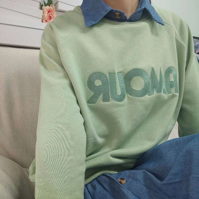 Spring New Women Cotton Round Neck Sweatshirt Letter Embroidery Casual Comfortable Long Sleeve Ladies Pullover