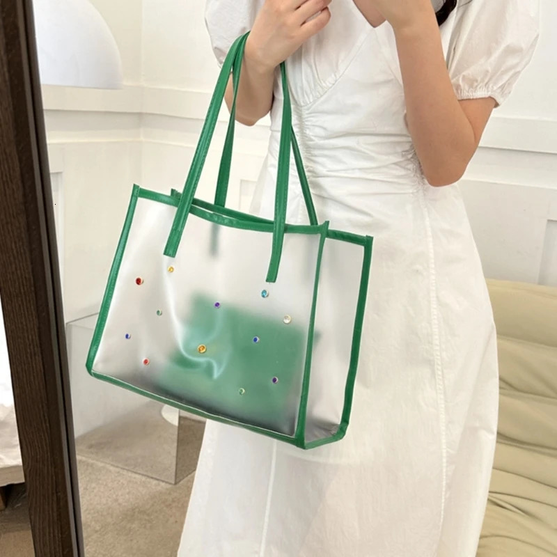 2pcs/set Fashionable Transparent Shoulder Bag for Ladies Great for Beach Trips Daily Commutes and Shopping 250305