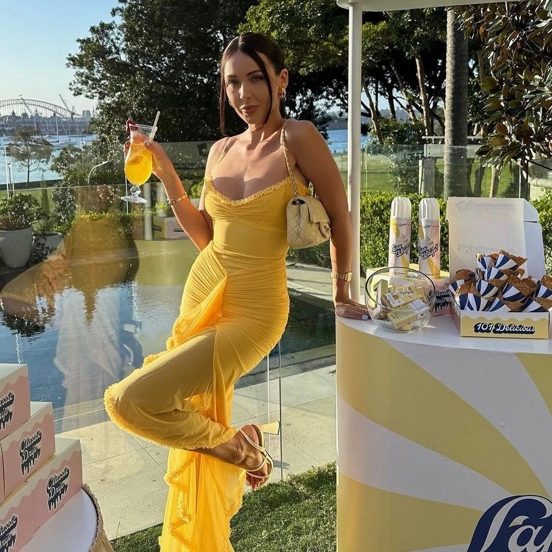 Mingmingxi Summer Birthday Party Dresses Irregular Ruffle Elegant Mesh Dress Yellow Long Dresses for Women 250303