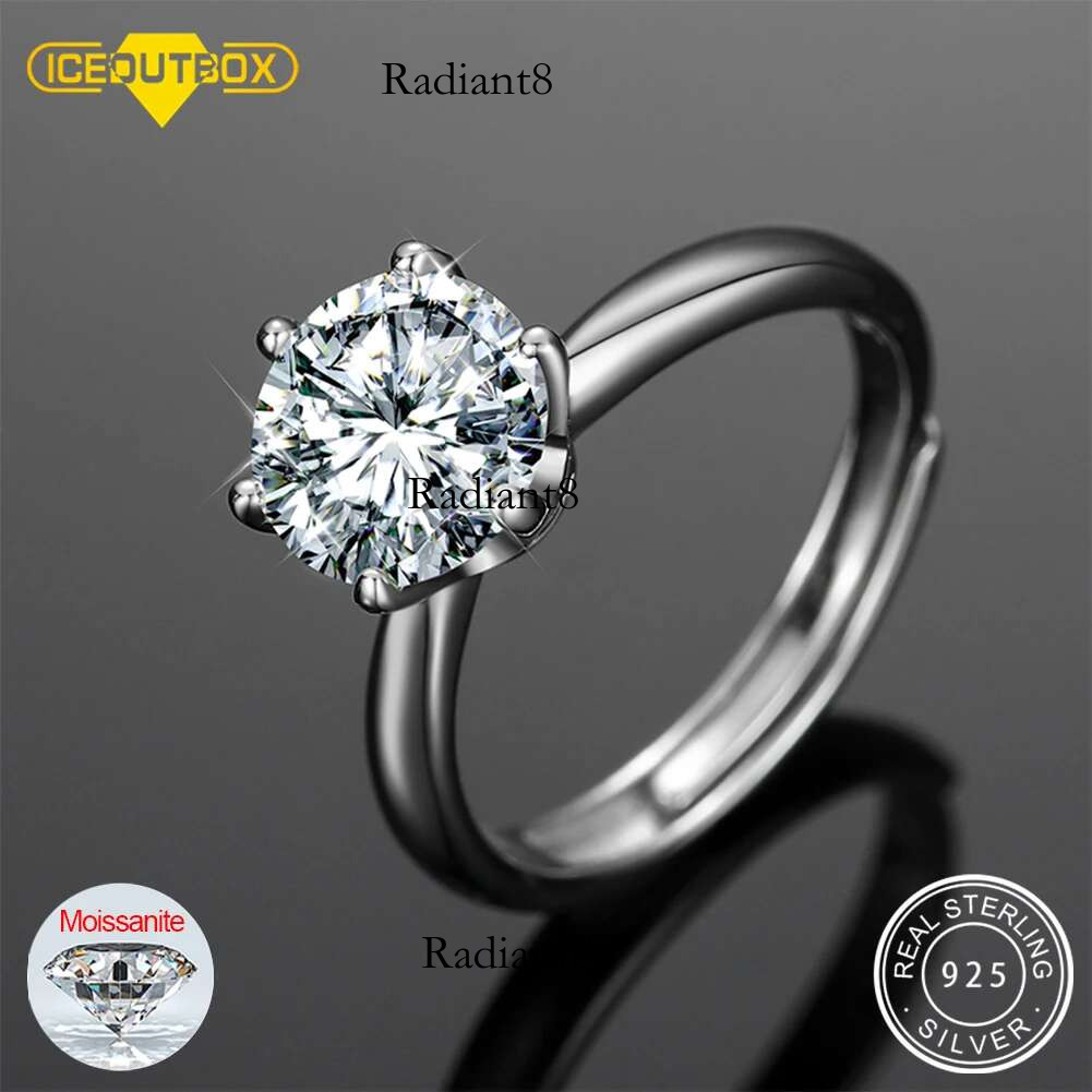 Sterg Sier 0.5-3CT Moissanite Ring For Women Resizable 6 Prong Setting D Color GRA Certificate Wedding Jewelry 2022 New