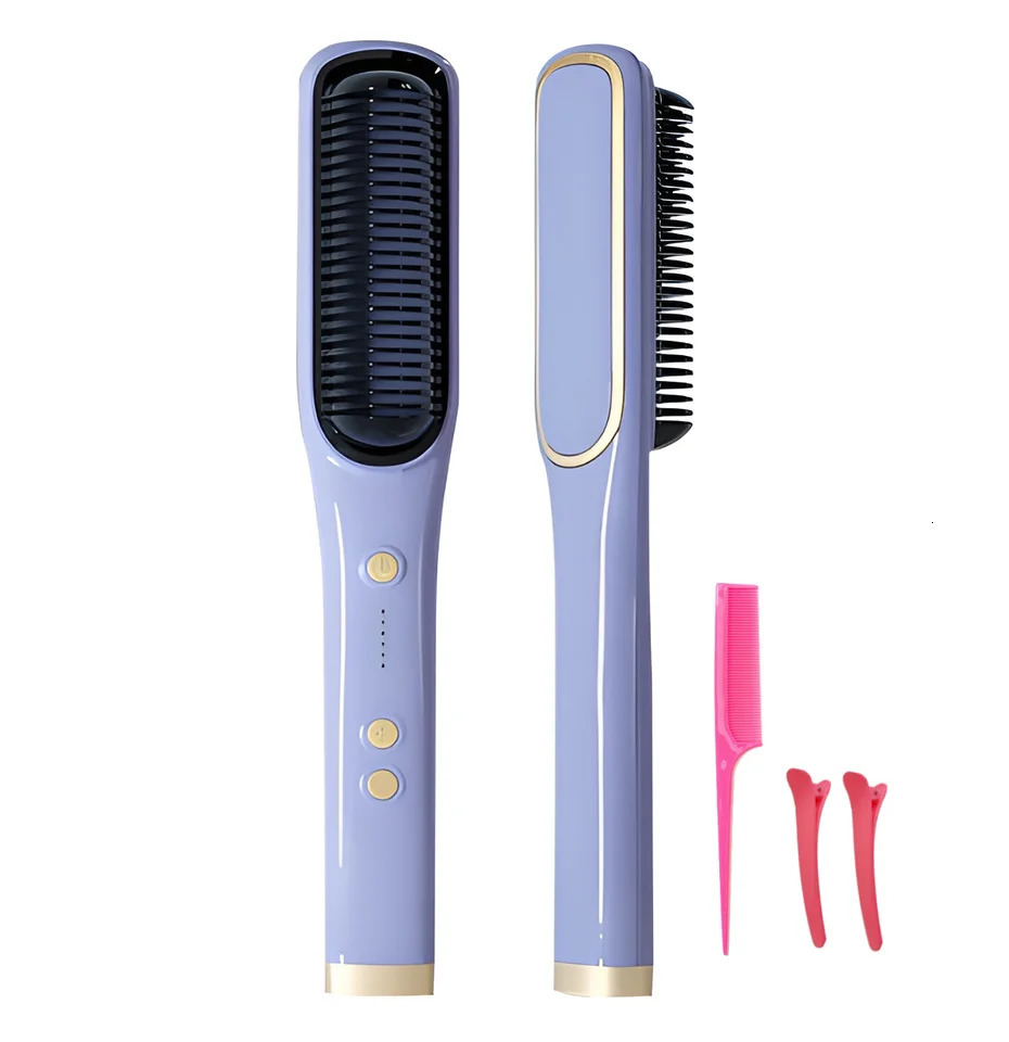 Hair Straightener Brush Hair Straightener Comb Straightening Brush for Women with 5 Temps 10s Fast Heating 250303