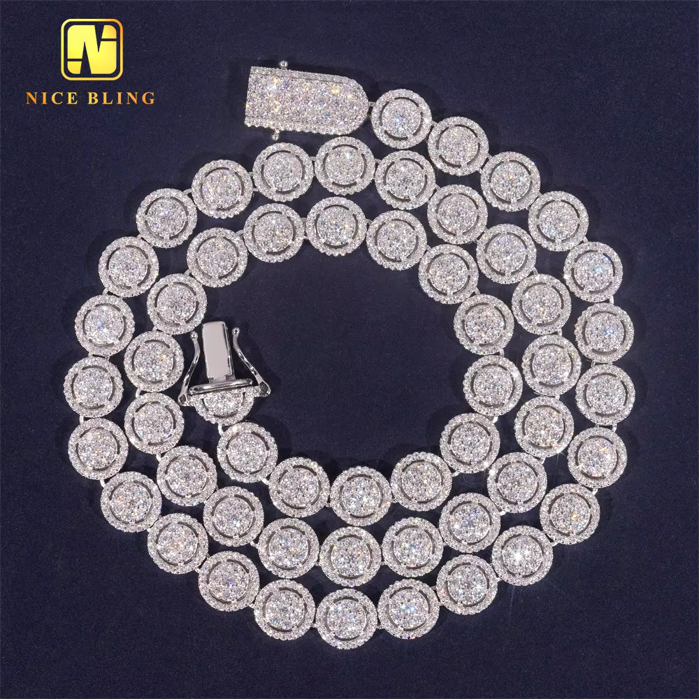 10mm Round Shape Cuban k Chain Hip Hop Jewelry Iced Out Dia Sterg Sier Moissanite Necklace Bracelet