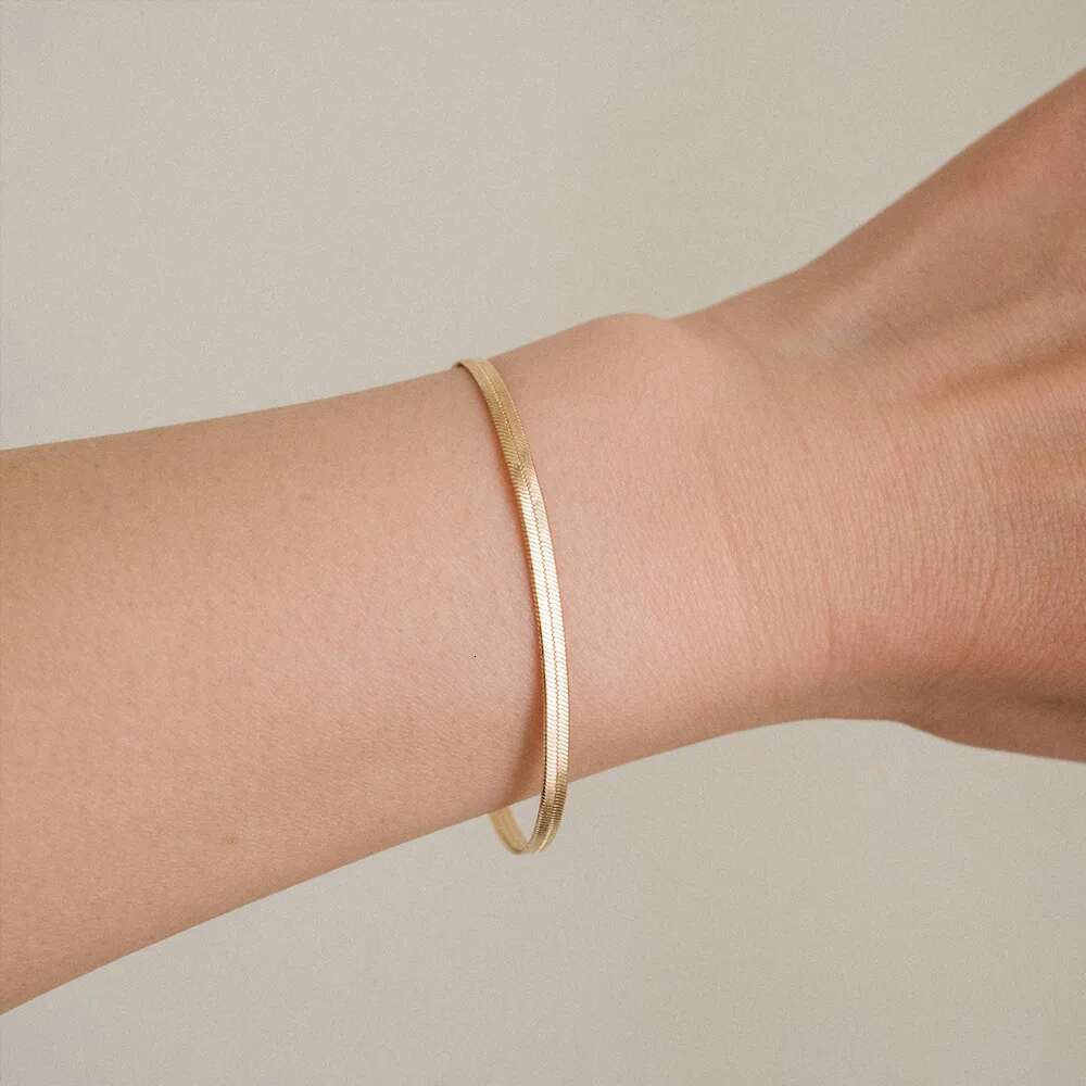 eManco Trend Classic Snake Gold Color Width 2/3/4/5MM Stainless Steel Chain Bracelet For Women Jewelry Gift