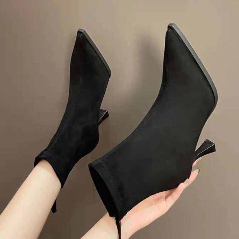 Boots 2025NEW Ankle Leopard Women Pointed Toe Ladies Chunky High heel Female Shoes Footwear Plus Size