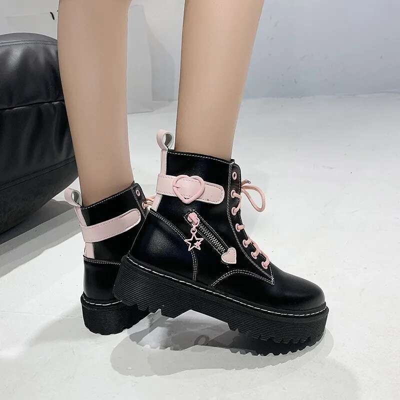 and Winter Autumn Fashion New Comfortable Fleece Warm Cross with Round Toe Cute Leather Women's Square Heel Ankle Boots