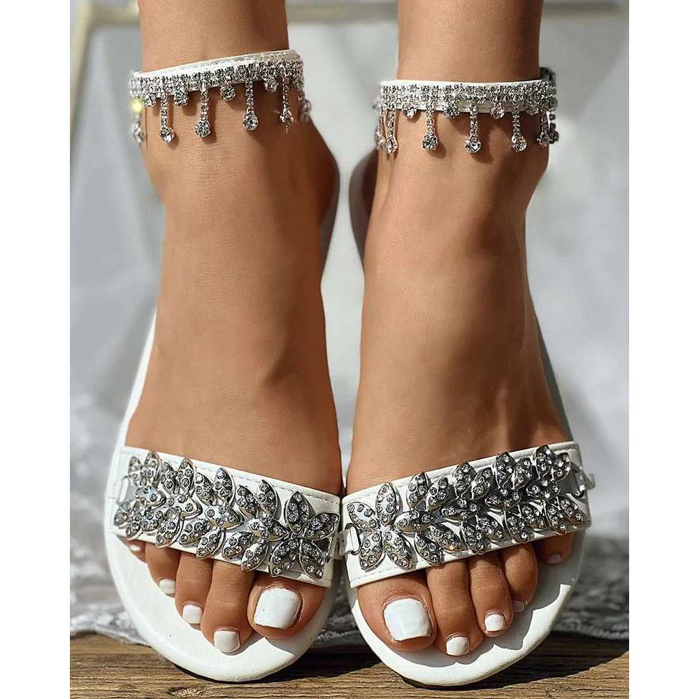 dia Solid color flat sandals with a straight strap