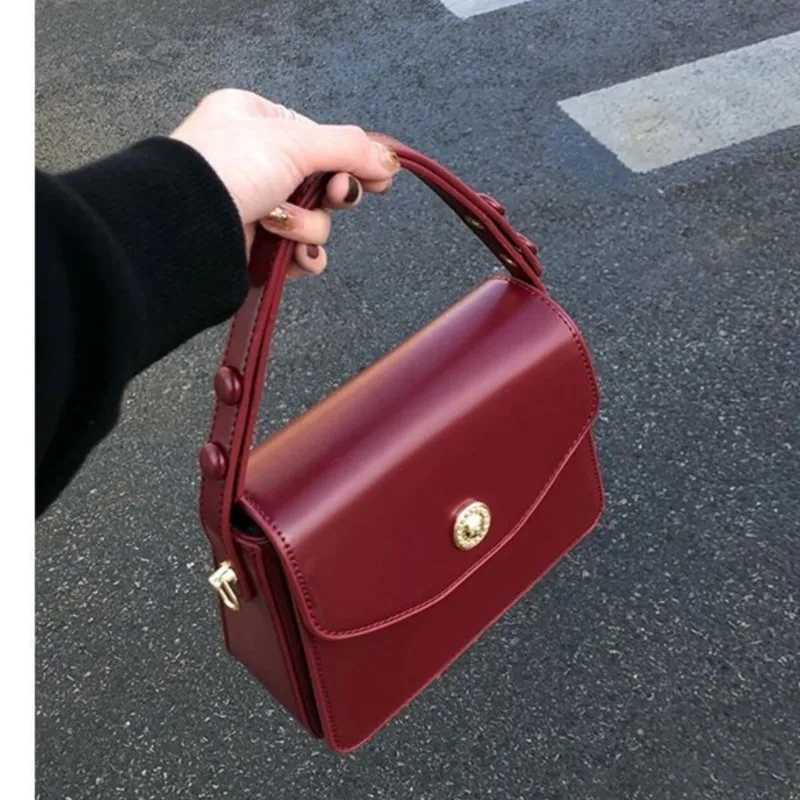 JIAERDI Vintage Red Square Bag Women New Handle Pu Leather Solid Messenger Bag Purse Female Harajuku Aesthetic Bag Women Z250303