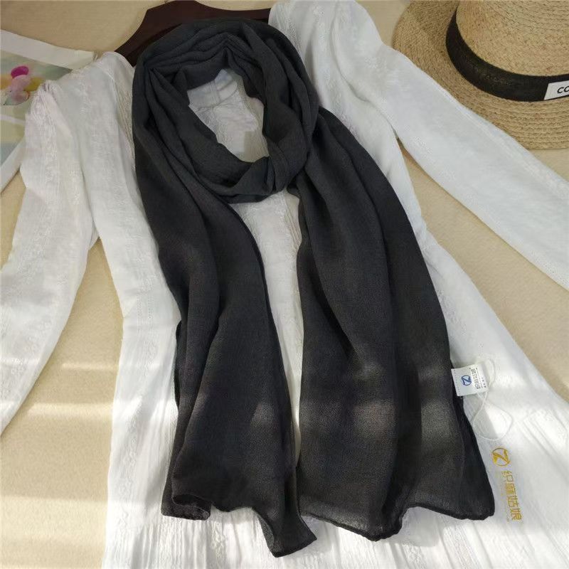 T218 spring and autumn winter cotton and linen scarf for women, light and versatile, neck protection, narrow and long decorative scarf