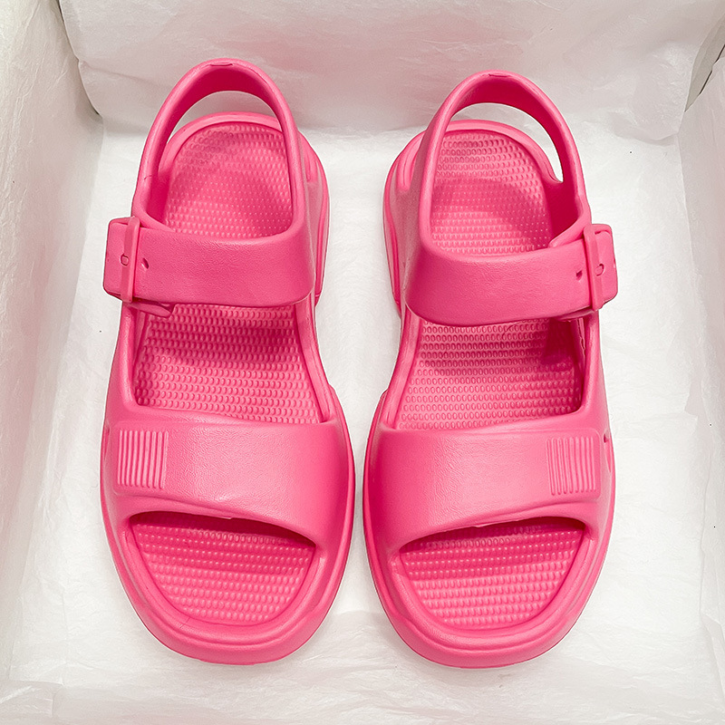 New Roman Women's Summer Collection 2025 Double Buckle Soft Bottom designer sandals with EVA Cool Slippers Versatile Stand