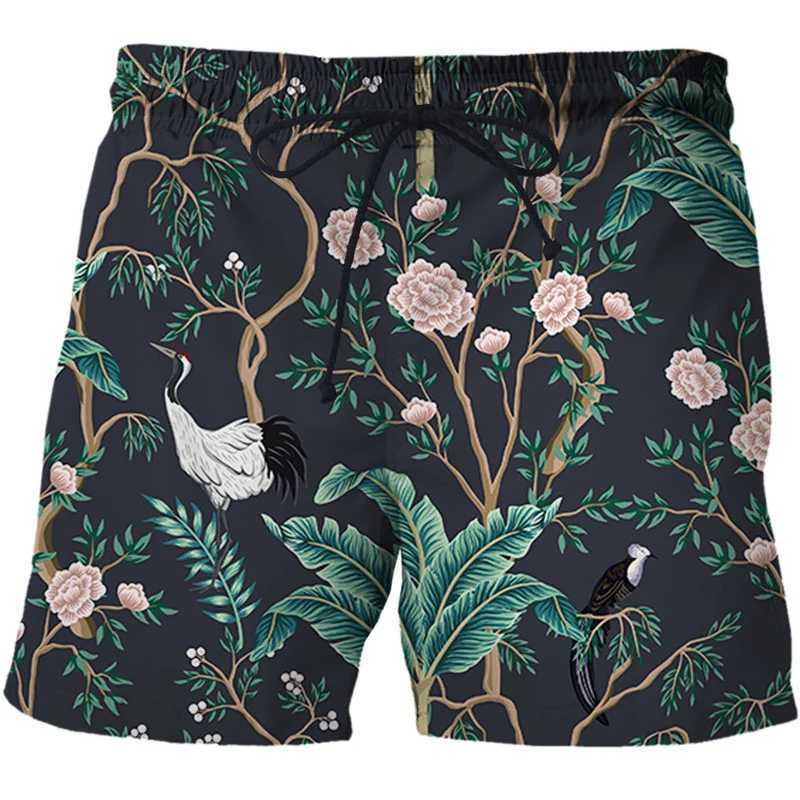 Summer Woods Peacock Short Pants Women Men 3D Printed Swimsuit Swim Trunks Beach Shorts Skateboard Sport Cool Gym Ice ShortsT250304