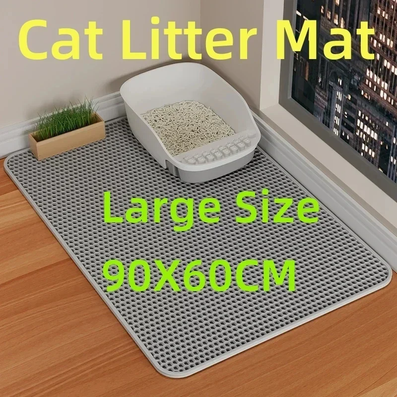 60X90CM Cat Litter Mat Waterproof Double Layer Pet Litter Box Mat Pet Toilet Cat Mat Nonslip Sand Cat Washable Mat Pet Clean