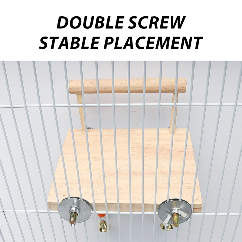 Pet Bird Swing Toy Wooden Parrot Perch Stand Playstand with Chewing Beads Cage Playground for Budgie Birds