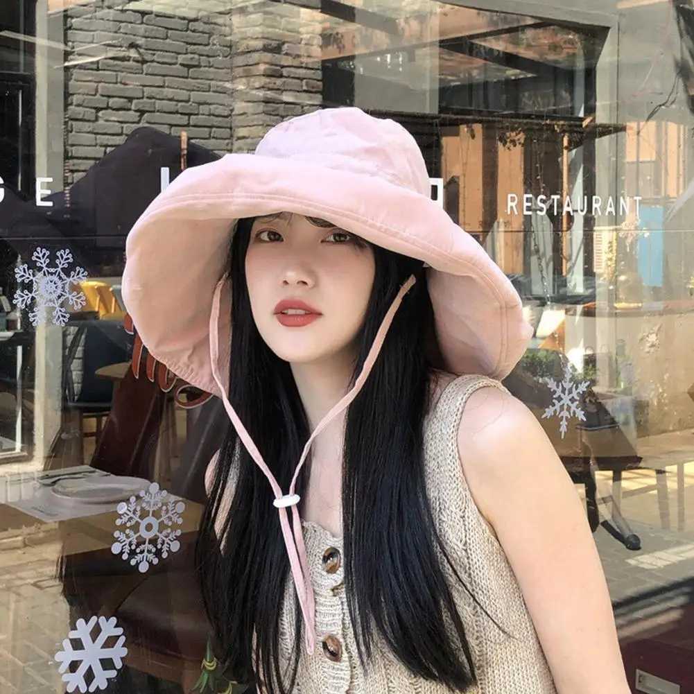 Large Brim Hat Fishermans Hat Womens Spring And Summer Hat Sun Bucket Color Solid Hat Sun Visor Foldable Hat Casual Hat T K3T5XJ250304
