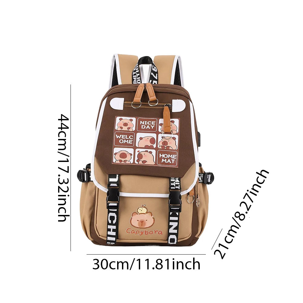 Ship from US Capybara Backpack Adjustable Straps for Girls Boys Travel Daypack with 1 Main Compartment Rucksack Gifts Lovers 250304FBB