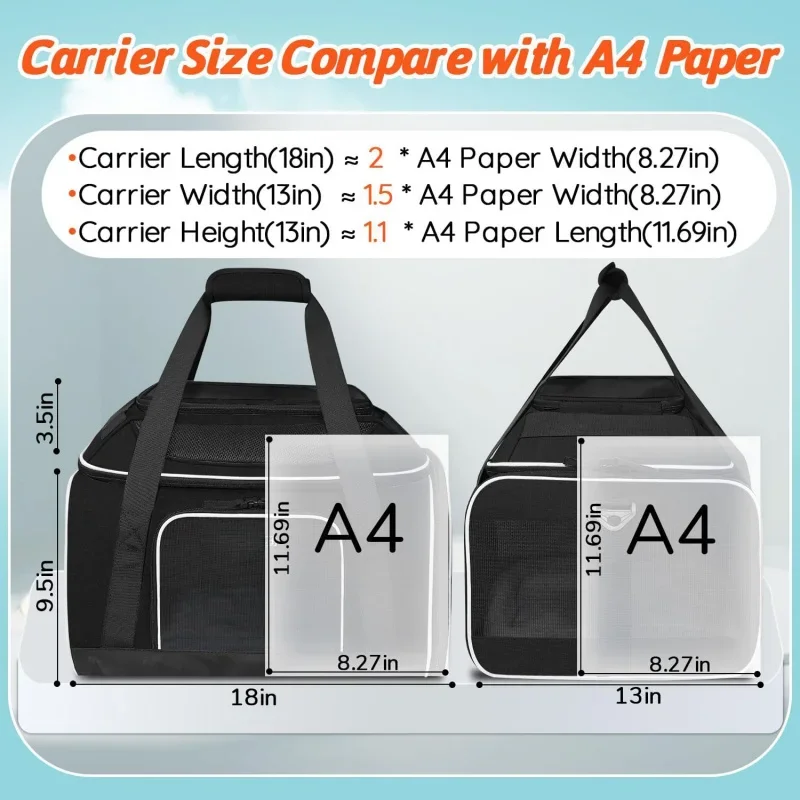 Top-Expandable Pet Carrier 18x13x9.5 Inches Southwest Allegiant Airline Approved, Soft-Sided Carrier for Small Cats and Dogs