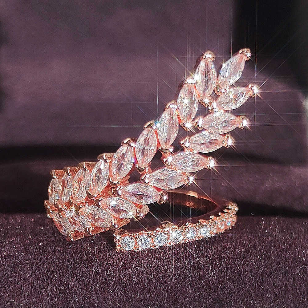 Couple Rings Fashion personality creative leaves lady ring multi-color opening adjustable inlaid AAA zircon r5099 H25303